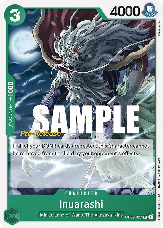 Inuarashi OP02-027 card from Paramount War Pre-Release Cards