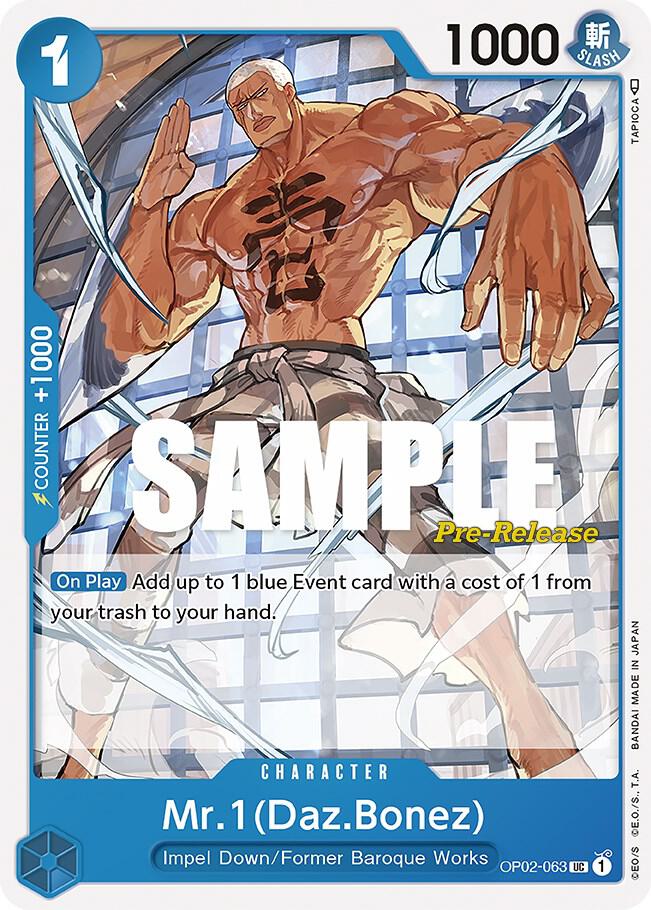 Mr.1 (Daz.Bonez) OP02-063 card from Paramount War Pre-Release Cards