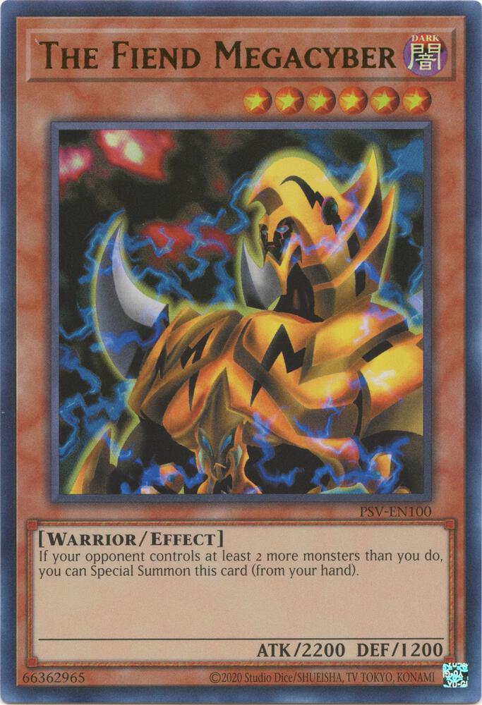 The Fiend Megacyber PSV-EN100 card from Pharaoh's Servant (25th Anniversary Edition)