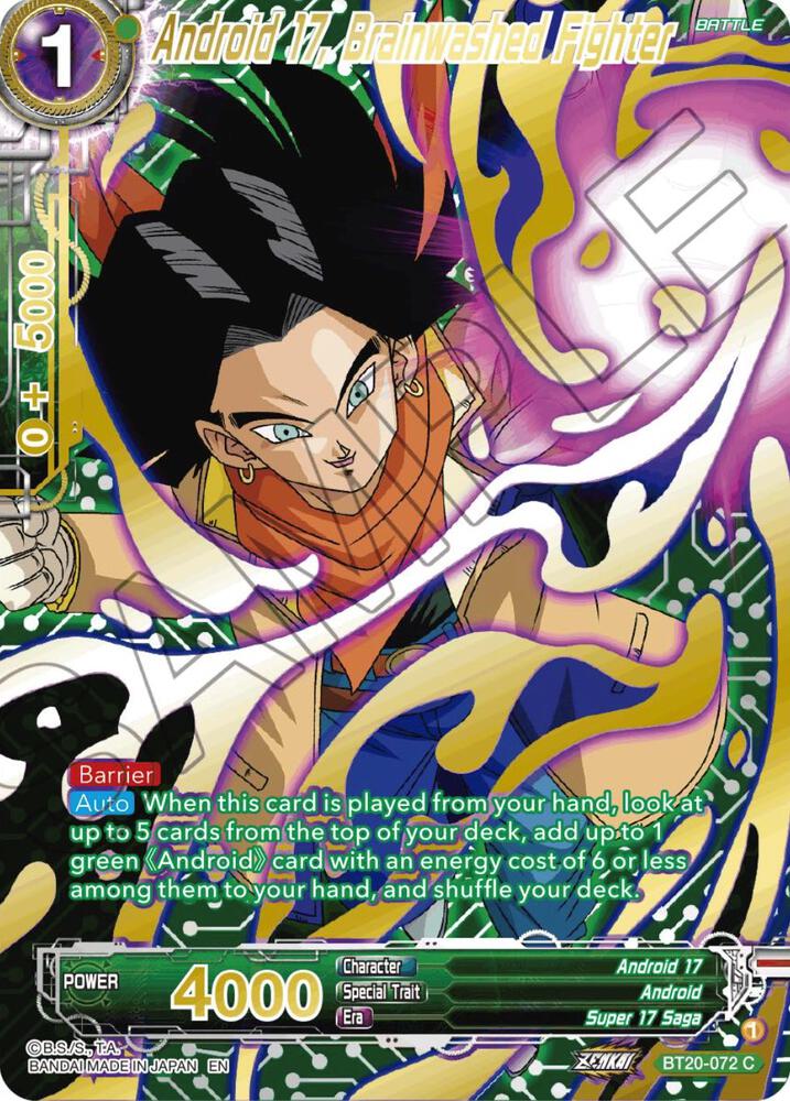Android 17, Brainwashed Fighter (Gold-Stamped) BT20-072 card from Power Absorbed