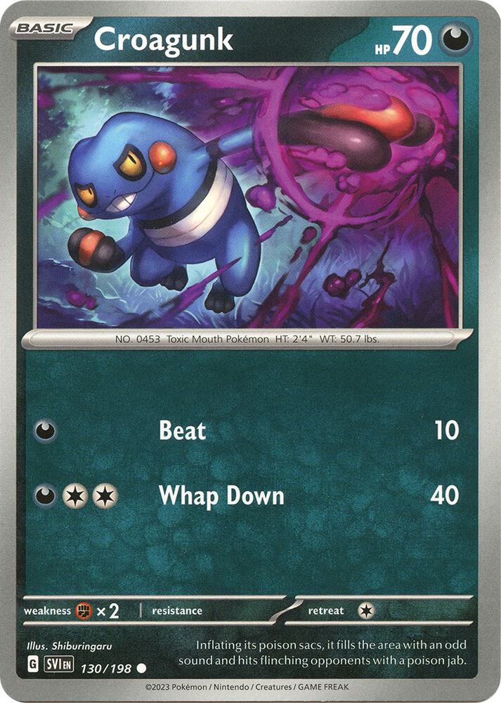 Croagunk 130/198 card from SV01: Scarlet & Violet Base Set