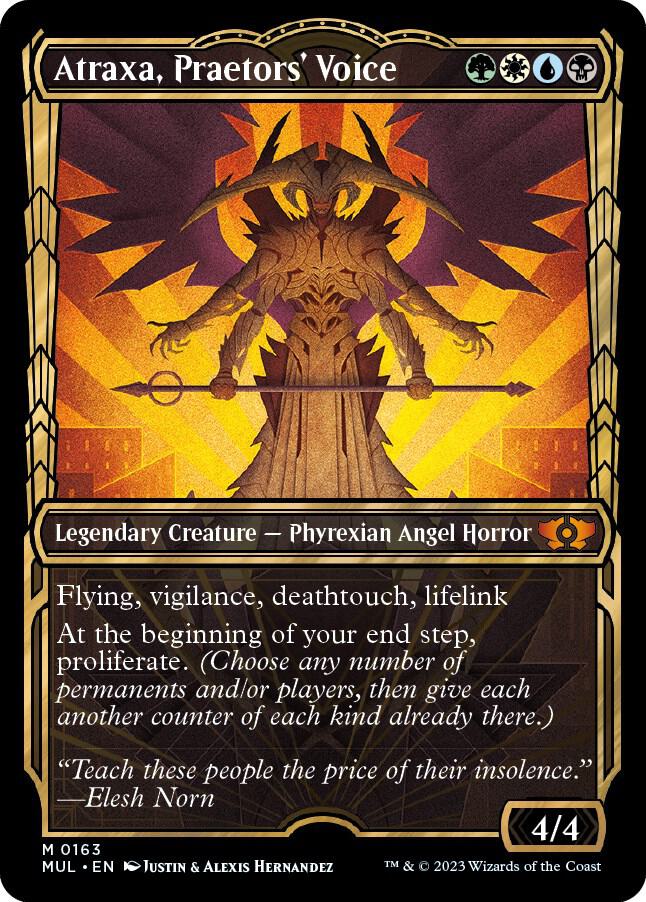 Atraxa, Praetors' Voice (Halo Foil) 163 card from March of the Machine: Multiverse Legends