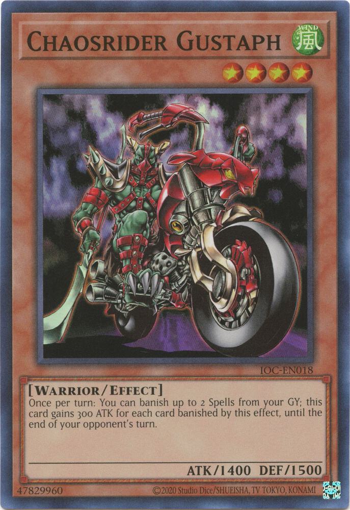 Chaosrider Gustaph IOC-EN018 card from Invasion of Chaos (25th Anniversary Edition)