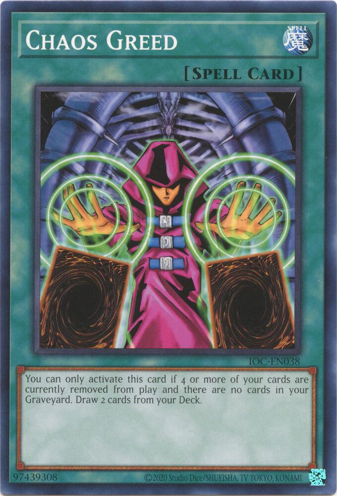 Chaos Greed IOC-EN038 card from Invasion of Chaos (25th Anniversary Edition)