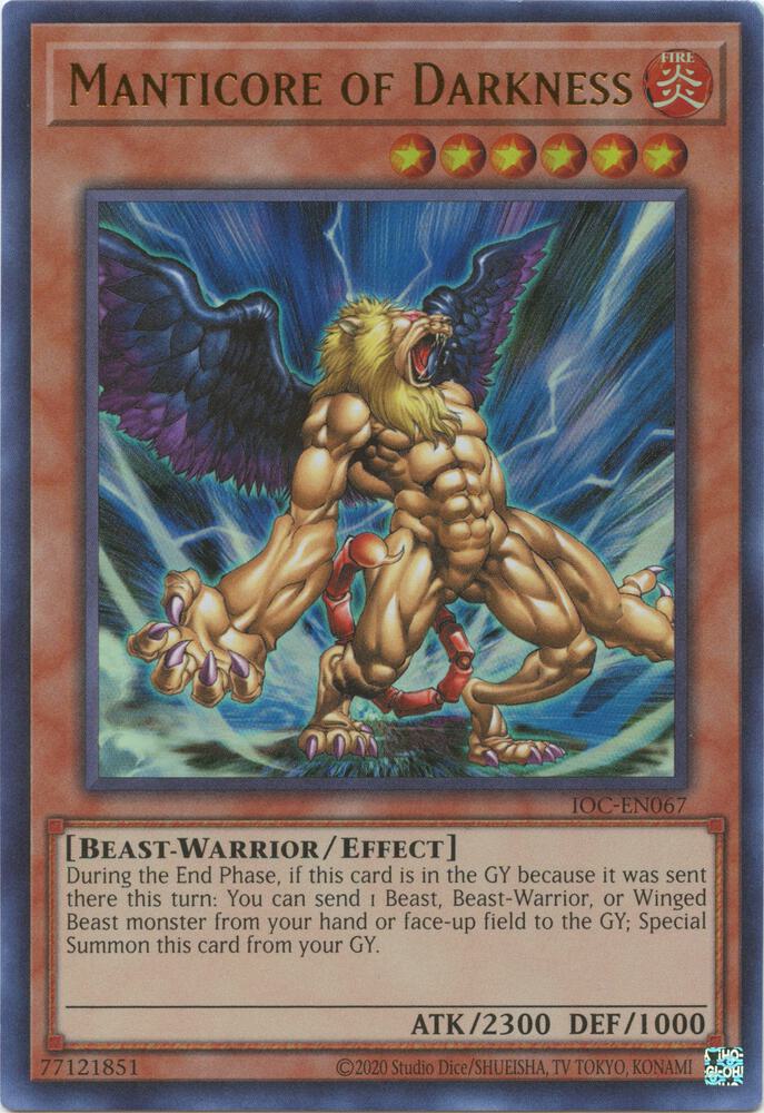 Manticore of Darkness IOC-EN067 card from Invasion of Chaos (25th Anniversary Edition)