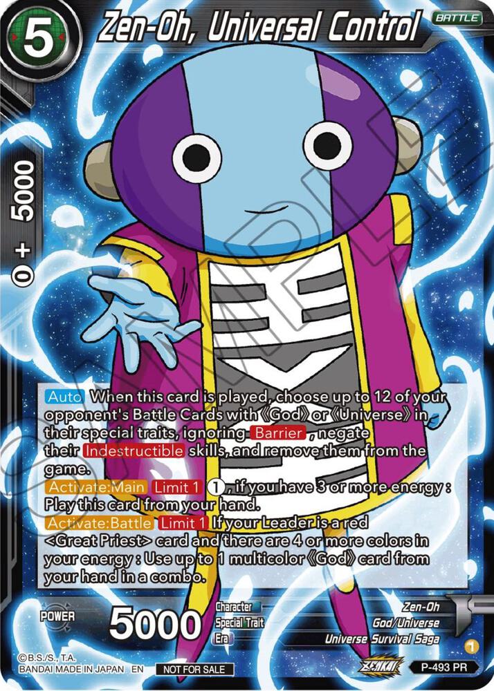 Zen-Oh, Universal Control (Zenkai Series Tournament Pack Vol.3) P-493 card from Tournament Promotion Cards