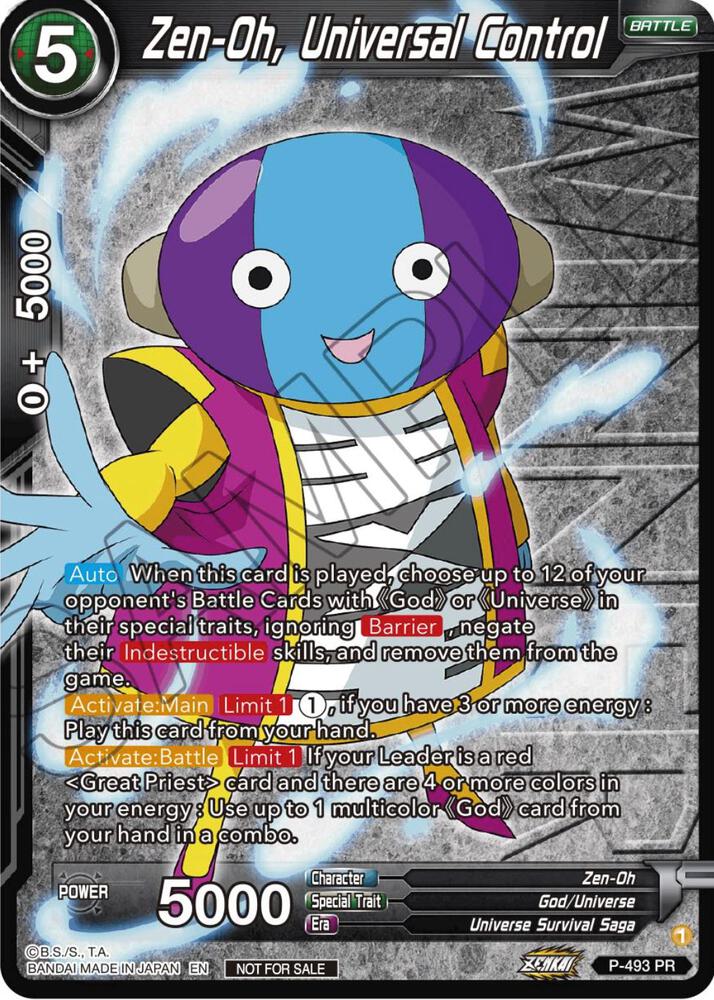 Zen-Oh, Universal Control (Zenkai Series Tournament Pack Vol.3 Winner) P-493 card from Tournament Promotion Cards