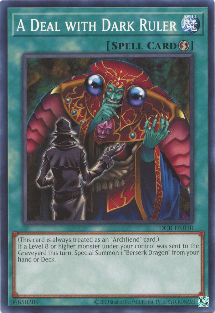 A Deal with Dark Ruler DCR-EN030 card from Dark Crisis (25th Anniversary Edition)