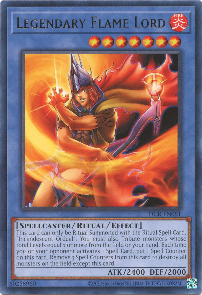 Legendary Flame Lord DCR-EN081 card from Dark Crisis (25th Anniversary Edition)