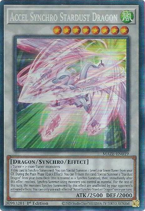 Accel Synchro Stardust Dragon (CR) MAZE-EN019 card from Maze of Memories