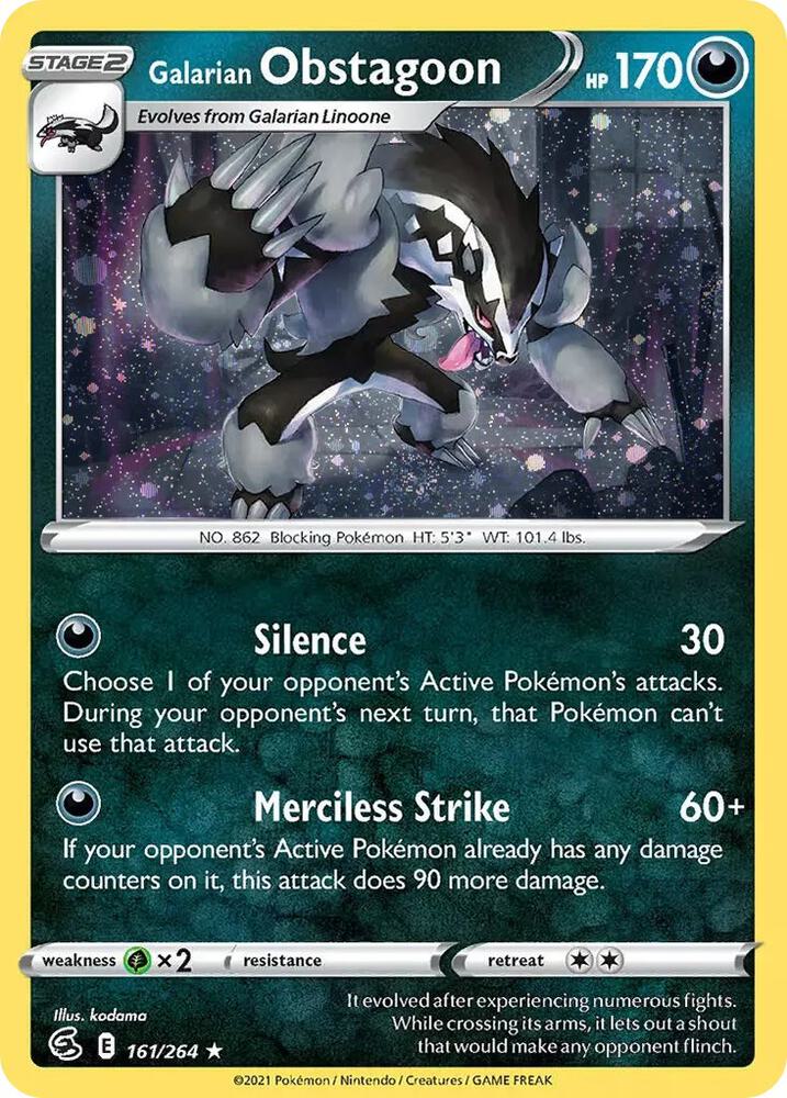 Galarian Obstagoon (Cosmos Holo) 161/264 card from Miscellaneous Cards & Products
