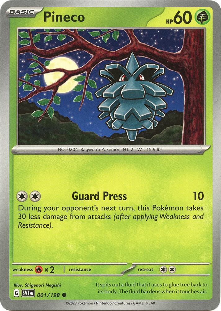 Pineco 001/198 card from SV01: Scarlet & Violet Base Set