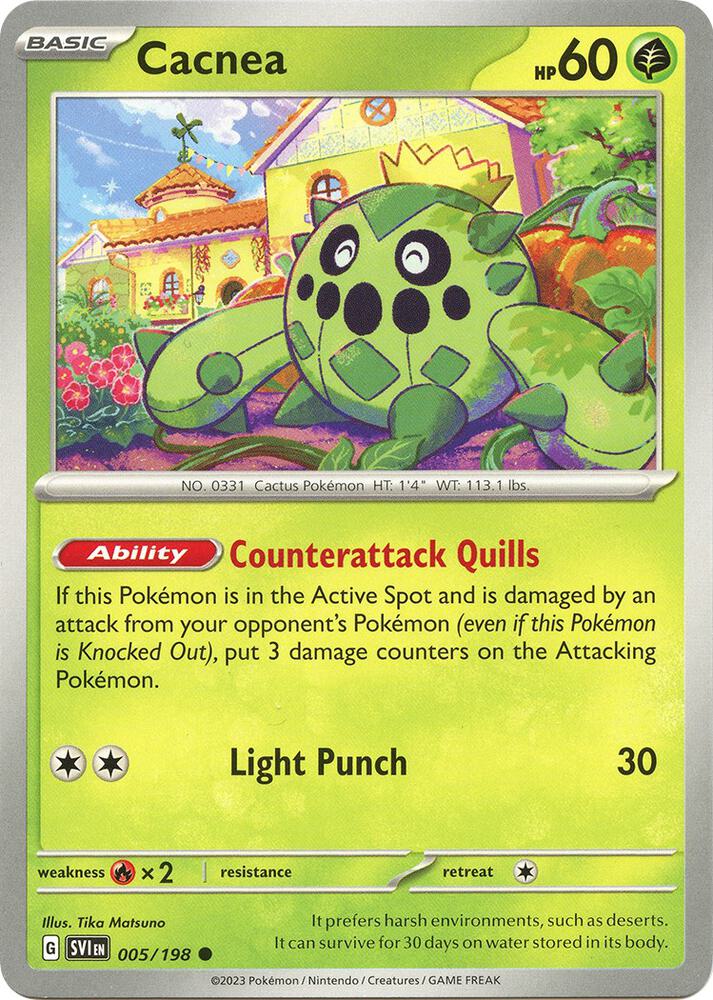 Cacnea 005/198 card from SV01: Scarlet & Violet Base Set