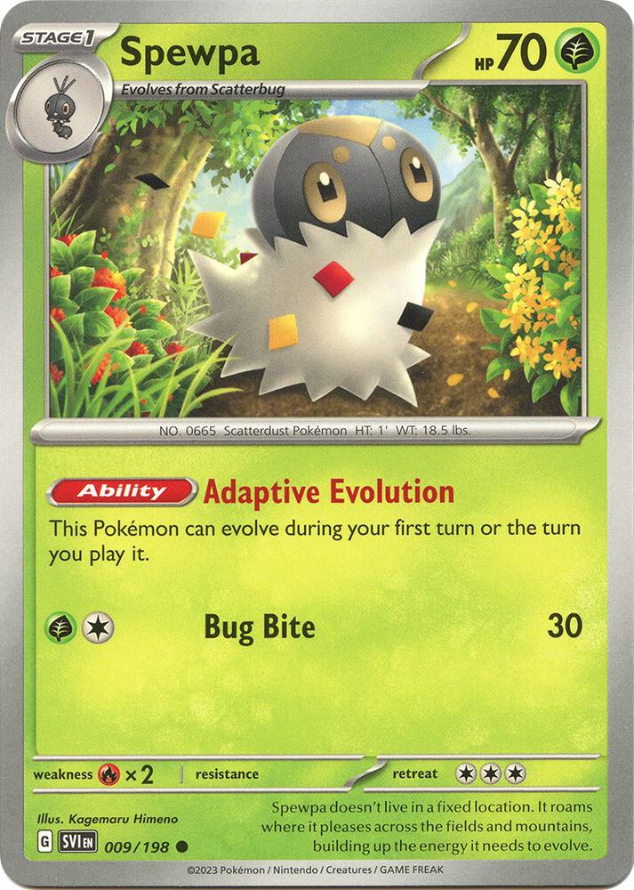 Spewpa 009/198 card from SV01: Scarlet & Violet Base Set