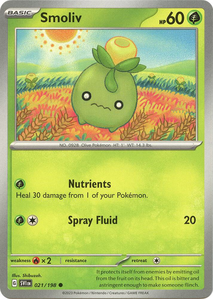 Smoliv 021/198 card from SV01: Scarlet & Violet Base Set