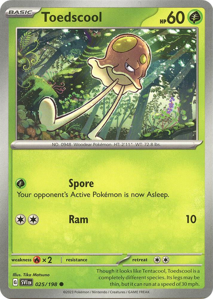 Toedscool 025/198 card from SV01: Scarlet & Violet Base Set