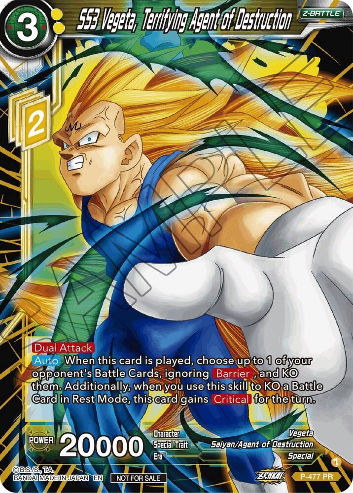 SS3 Vegeta, Terrifying Agent of Destruction (Silver Foil) P-477 card from Tournament Promotion Cards