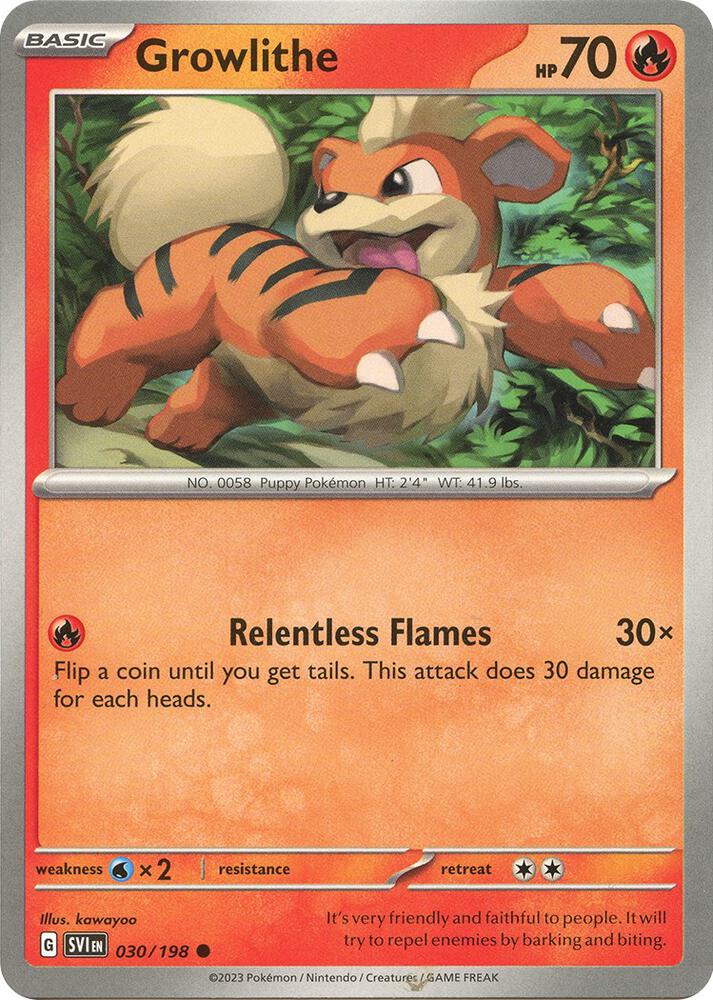 Growlithe 030/198 card from SV01: Scarlet & Violet Base Set