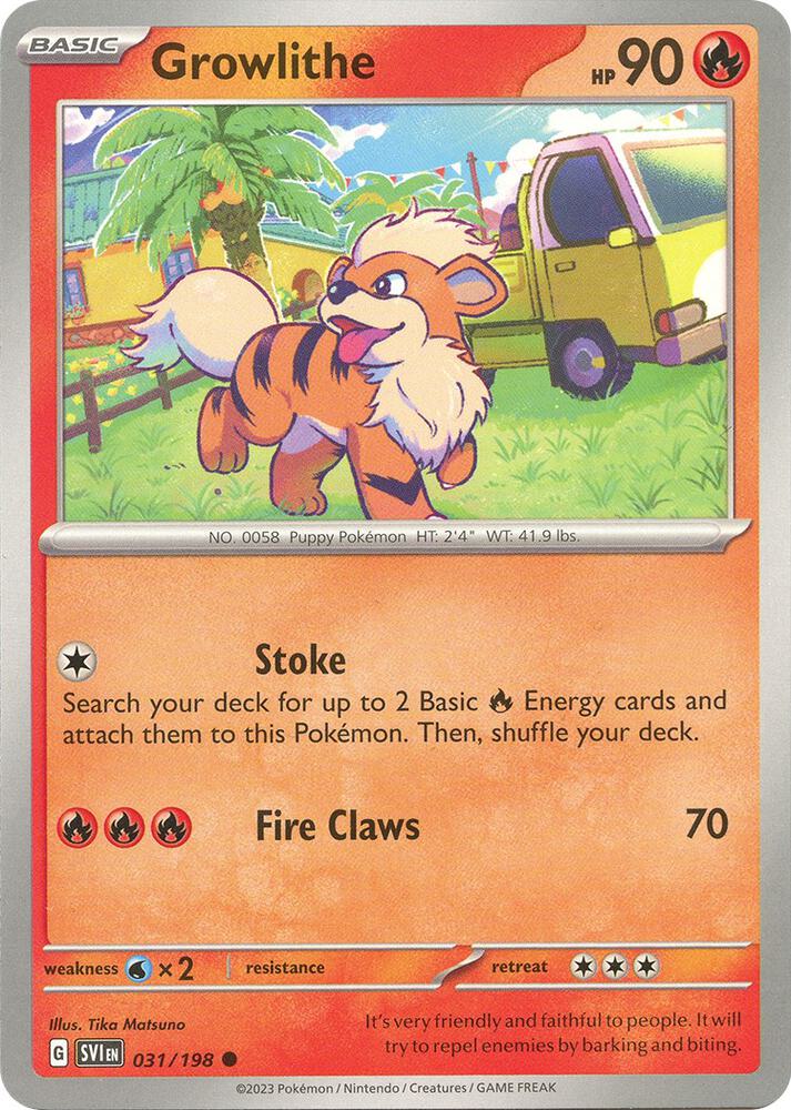 Growlithe 031/198 card from SV01: Scarlet & Violet Base Set