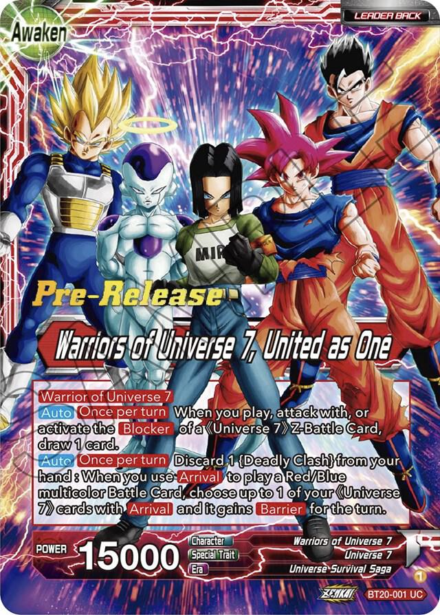 Android 17 // Warriors of Universe 7, United as One BT20-001 card from Power Absorbed Pre-Release Cards