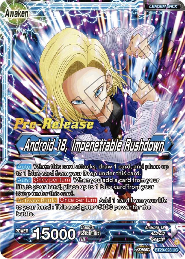 Android 18 // Android 18, Impenetrable Rushdown BT20-023 card from Power Absorbed Pre-Release Cards