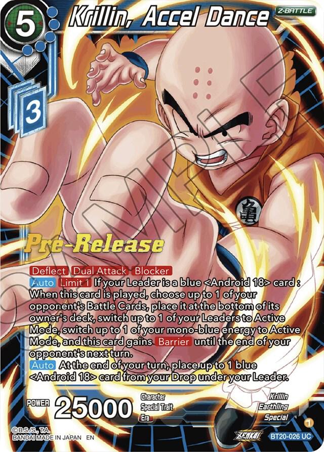 Krillin, Accel Dance BT20-026 card from Power Absorbed Pre-Release Cards