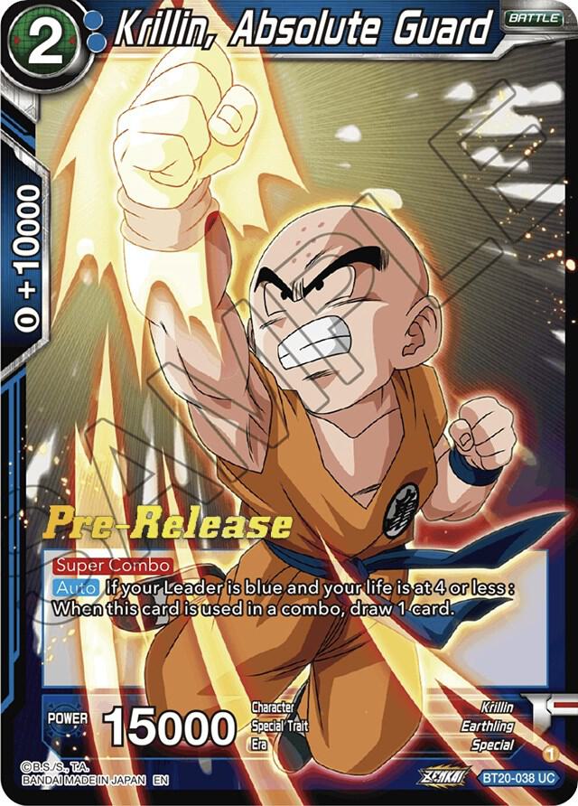 Krillin, Absolute Guard BT20-038 card from Power Absorbed Pre-Release Cards
