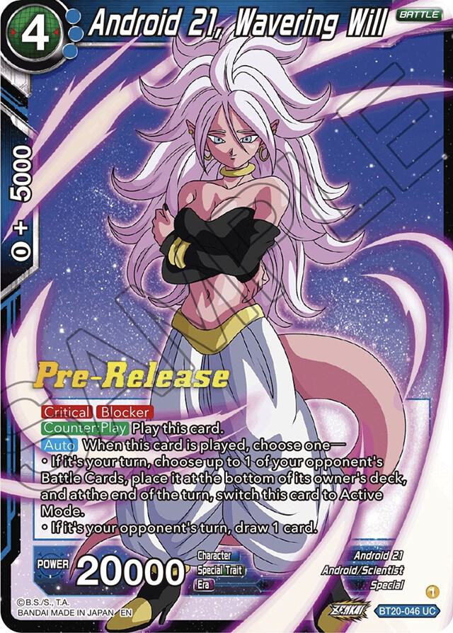 Android 21, Wavering Will BT20-046 card from Power Absorbed Pre-Release Cards