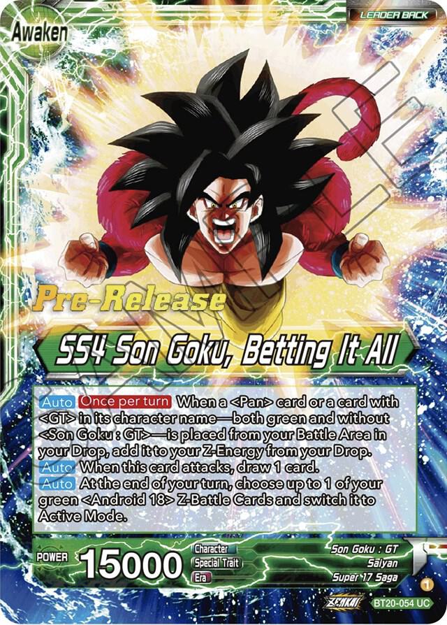 Son Goku // SS4 Son Goku, Betting It All BT20-054 card from Power Absorbed Pre-Release Cards