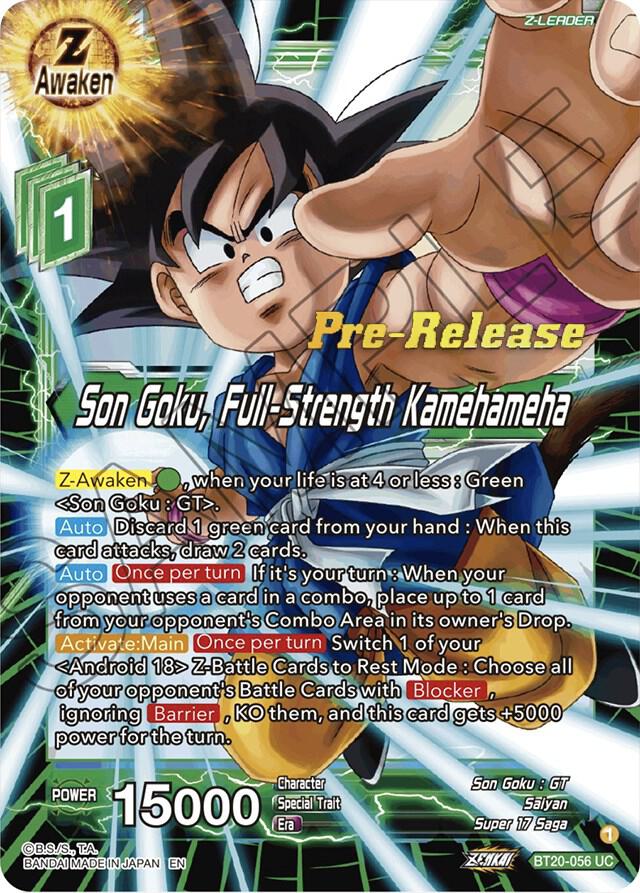 Son Goku, Full-Strength Kamehameha BT20-056 card from Power Absorbed Pre-Release Cards