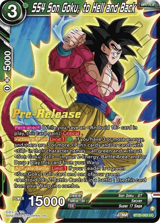SS4 Son Goku, to Hell and Back BT20-063 card from Power Absorbed Pre-Release Cards