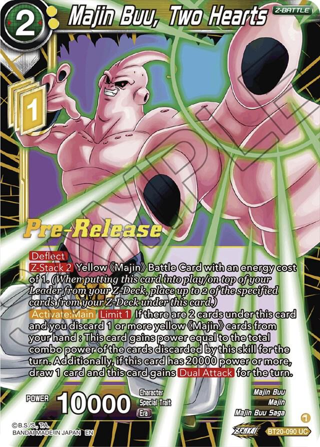 Majin Buu, Two Hearts BT20-090 card from Power Absorbed Pre-Release Cards