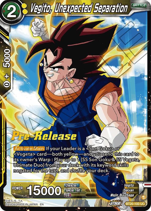 Vegito, Unexpected Separation BT20-100 card from Power Absorbed Pre-Release Cards