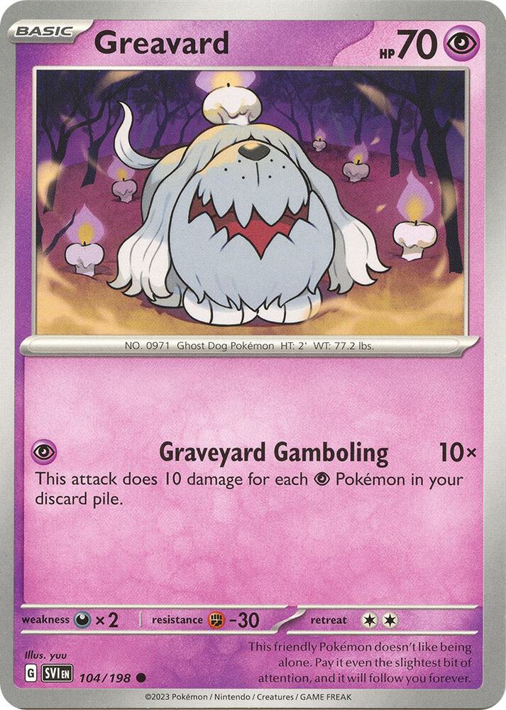 Greavard 104/198 card from SV01: Scarlet & Violet Base Set