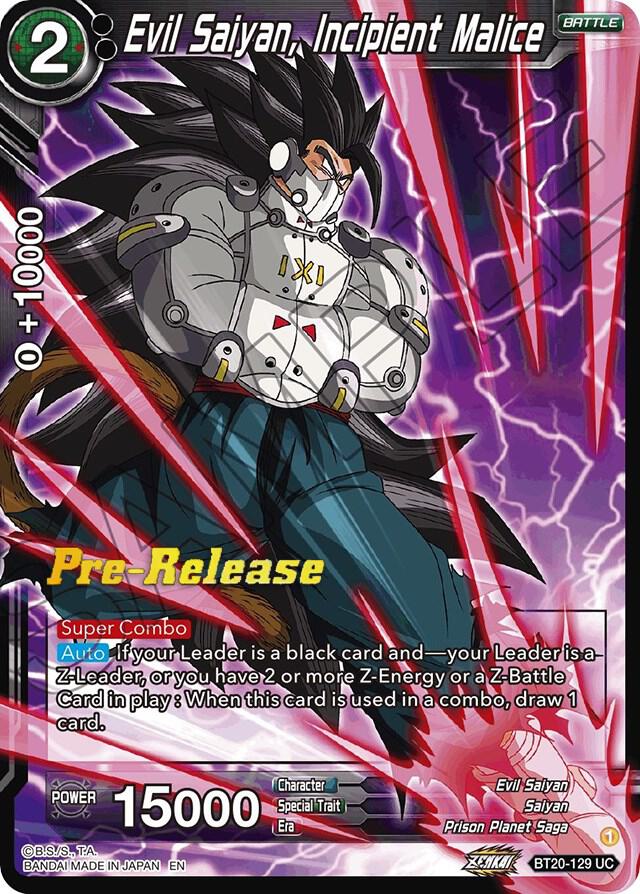Evil Saiyan, Incipient Malice BT20-129 card from Power Absorbed Pre-Release Cards