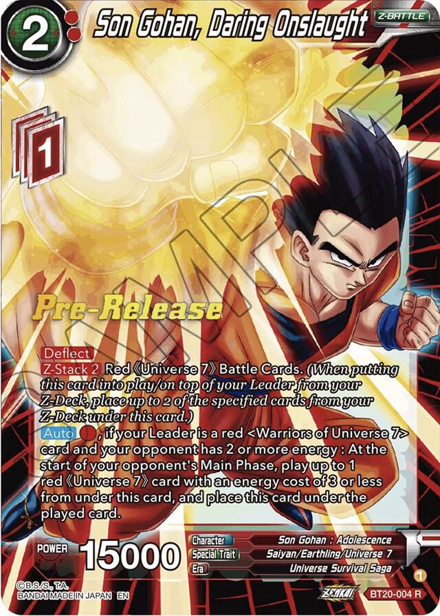 Son Gohan, Daring Onslaught BT20-004 card from Power Absorbed Pre-Release Cards