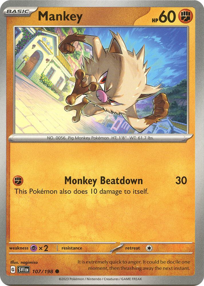 Mankey 107/198 card from SV01: Scarlet & Violet Base Set