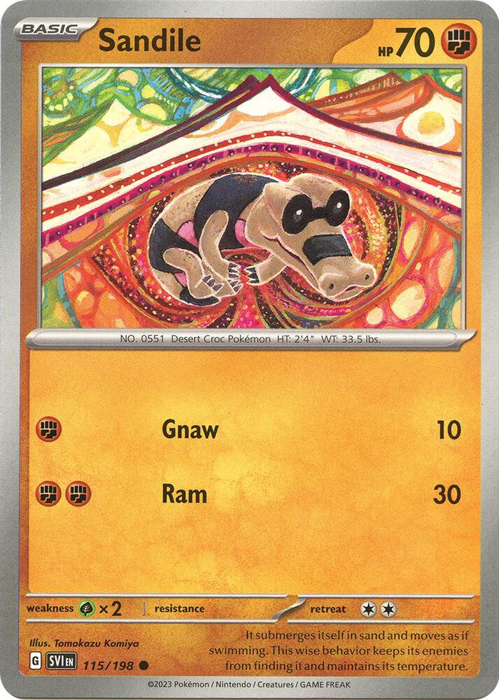 Sandile 115/198 card from SV01: Scarlet & Violet Base Set