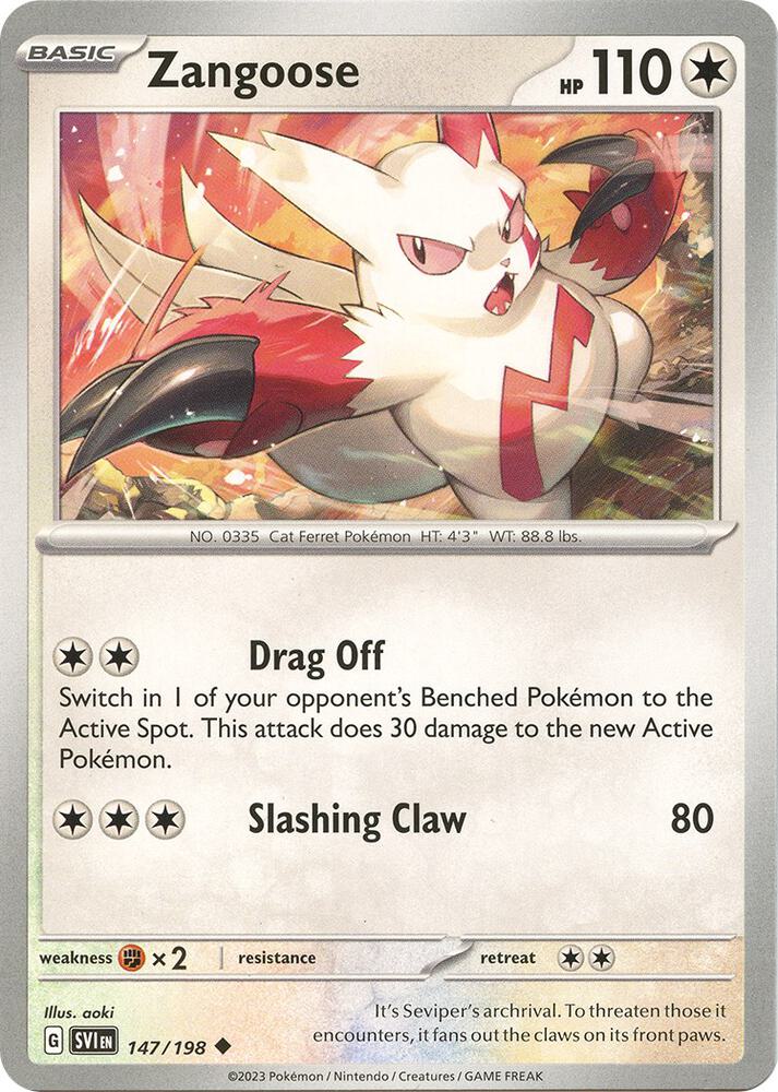 Zangoose 147/198 card from SV01: Scarlet & Violet Base Set