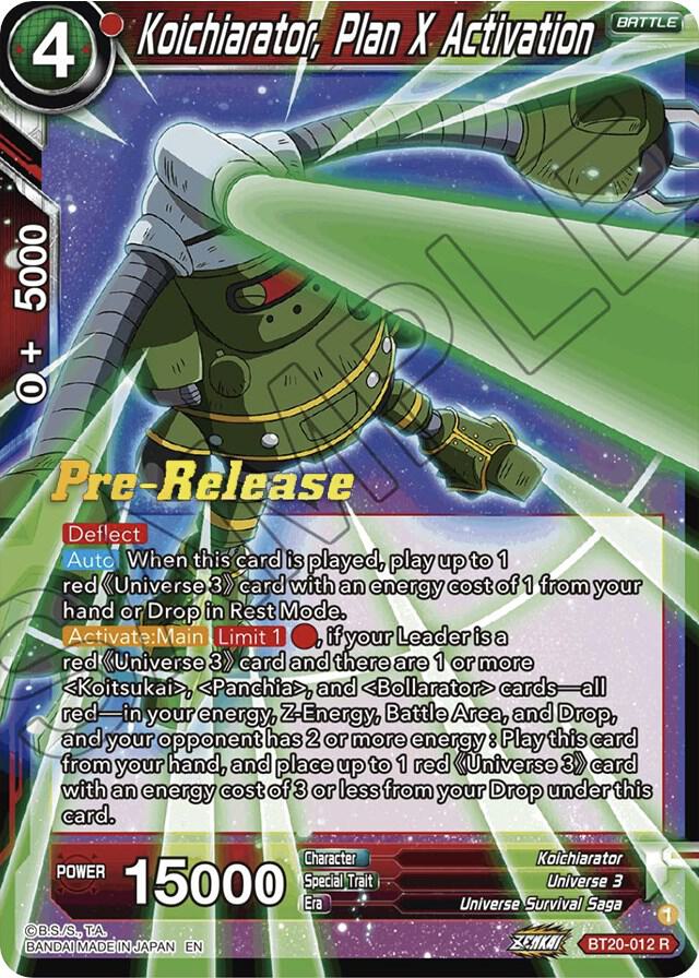 Koichiarator, Plan X Activation BT20-012 card from Power Absorbed Pre-Release Cards