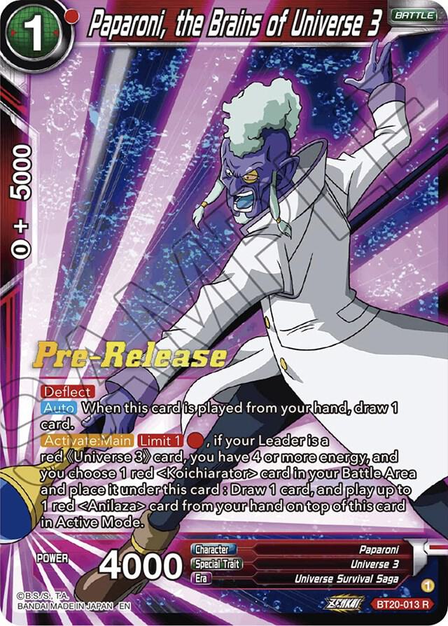Paparoni, the Brains of Universe 3 BT20-013 card from Power Absorbed Pre-Release Cards