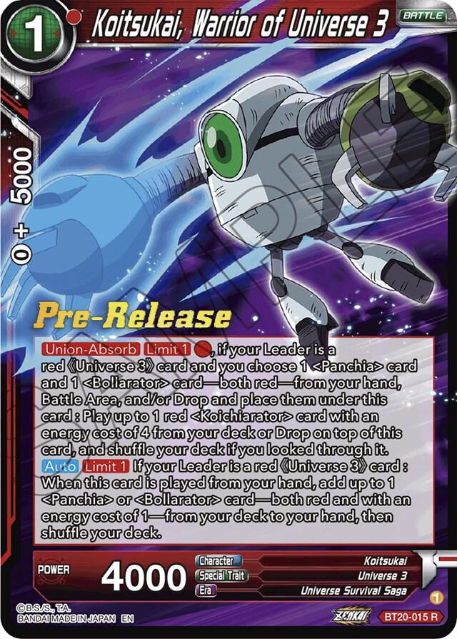Koitsukai, Warrior of Universe 3 BT20-015 card from Power Absorbed Pre-Release Cards