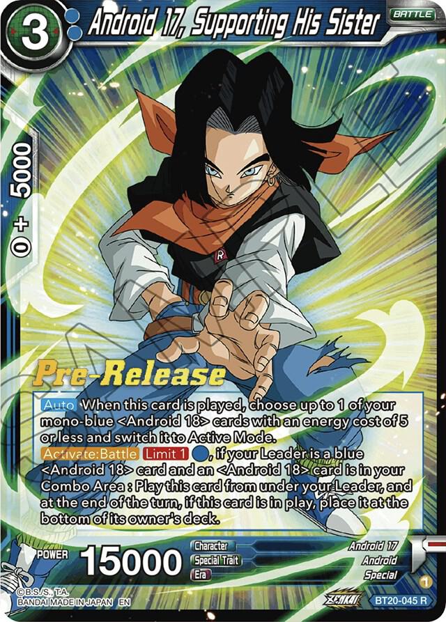 Android 17, Supporting His Sister BT20-045 card from Power Absorbed Pre-Release Cards