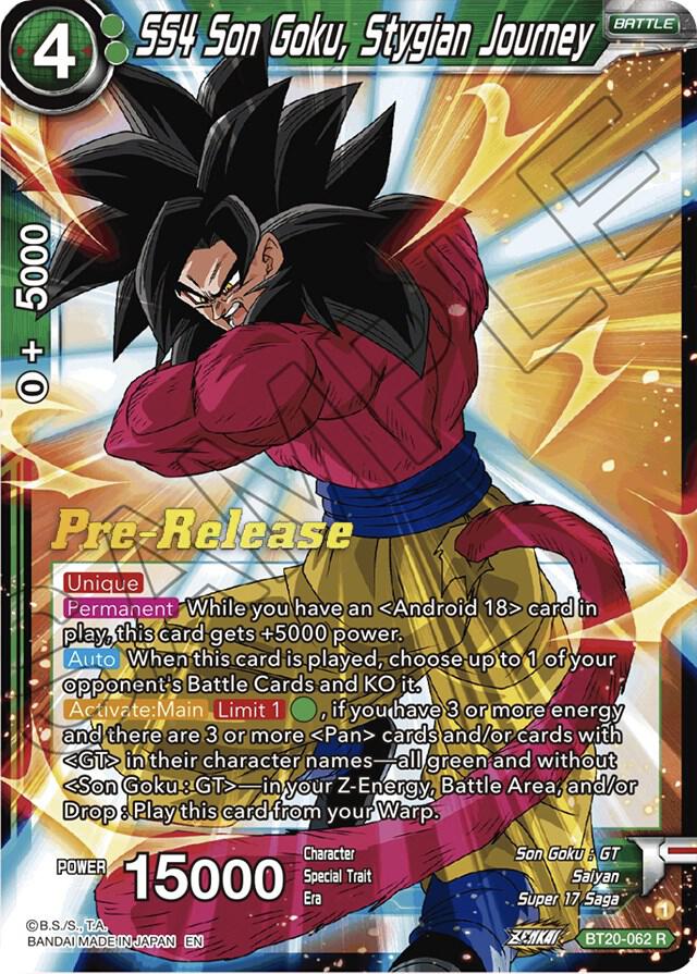 SS4 Son Goku, Stygian Journey BT20-062 card from Power Absorbed Pre-Release Cards