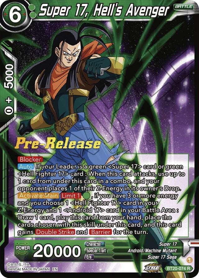 Super 17, Hell's Avenger BT20-074 card from Power Absorbed Pre-Release Cards