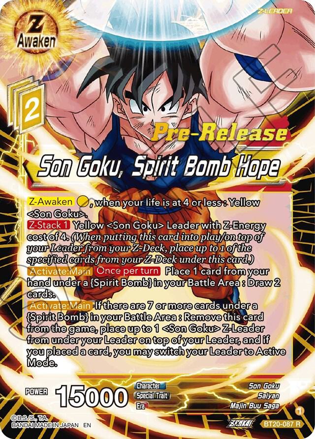 Son Goku, Spirit Bomb Hope BT20-087 card from Power Absorbed Pre-Release Cards