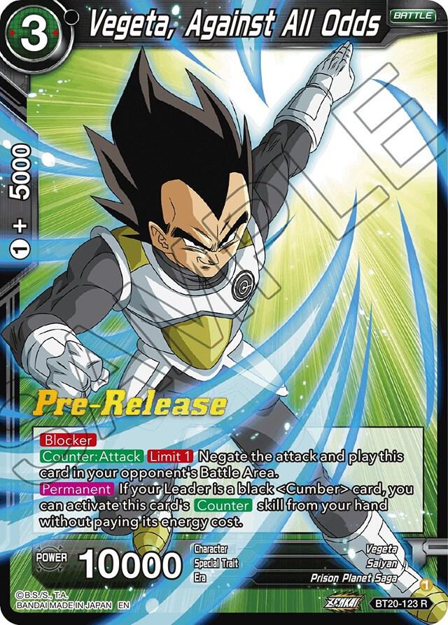 Vegeta, Against All Odds BT20-123 card from Power Absorbed Pre-Release Cards