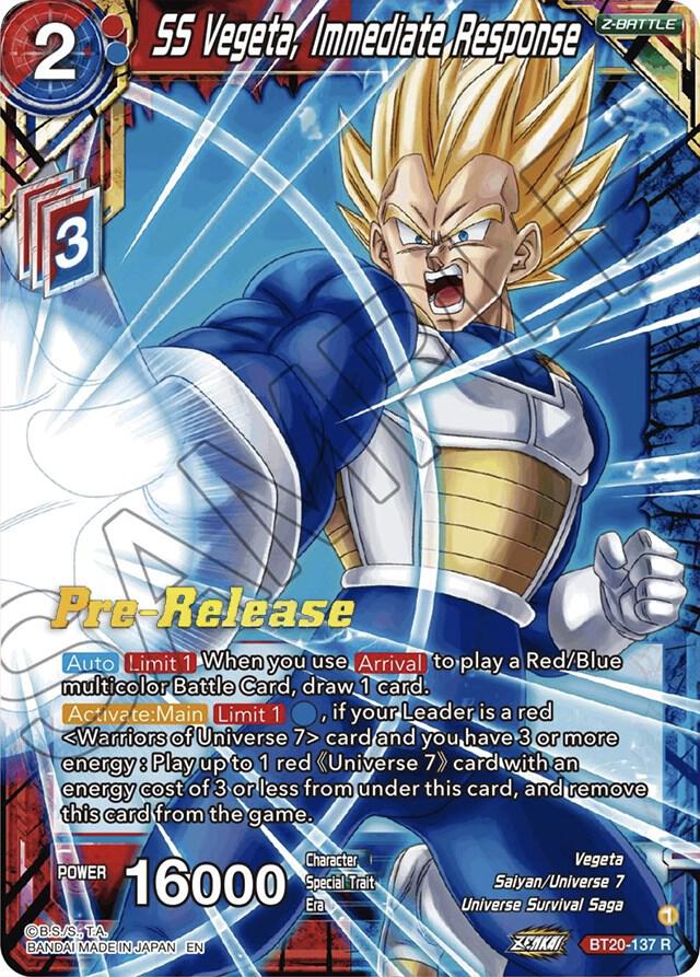 SS Vegeta, Immediate Response BT20-137 card from Power Absorbed Pre-Release Cards