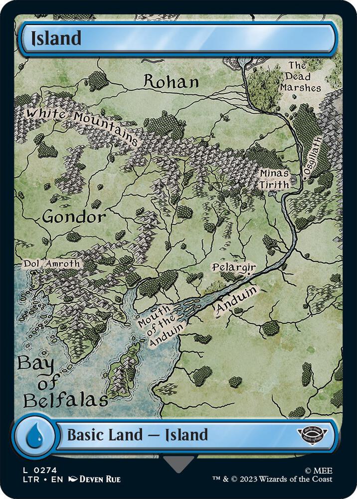 Island 274 card from Universes Beyond: The Lord of the Rings: Tales of Middle-earth