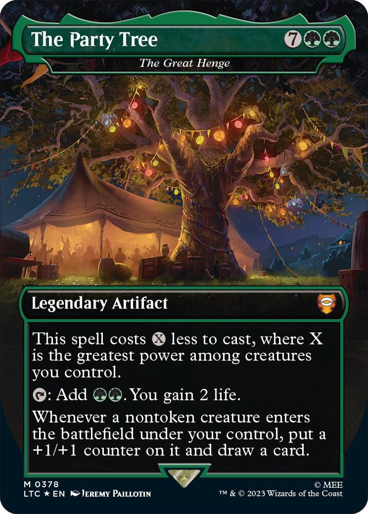 The Party Tree - The Great Henge (Borderless) (Surge Foil) 378 card from Commander: The Lord of the Rings: Tales of Middle-earth
